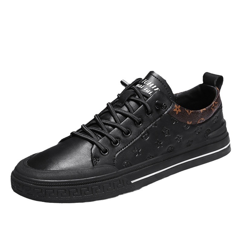 2026 Premium Genuine Leather Men's Footwear, Versatile Lace-Up Casual Shoes for All Seasons, Soft Cushioned White Fashion Sneakers