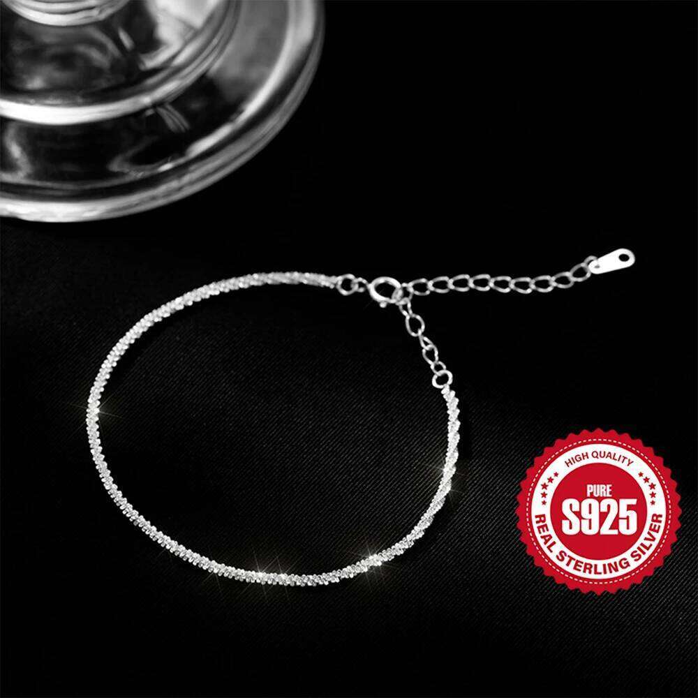 Aide 925 Sterling Silver Sparkling Lock Chain Bracelet For Women Luxury Minimalist Jewelry Adjustable 17+3cm Wedding Party Gift