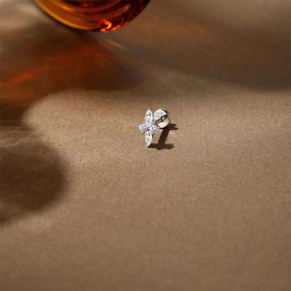 Aide S925 Sterling Silver Versatile Fit Moissanite Piercing Jewelry Star Clover Moon Ear Stud Cartilage Hoops for Women