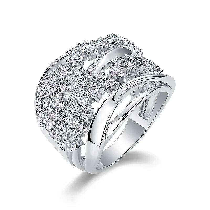 Huitan Opulent Rings with Sparkling Cubic Zirconia Delicate Brilliant Wedding Bridal Accessories Women Fashion Modern Jewelry