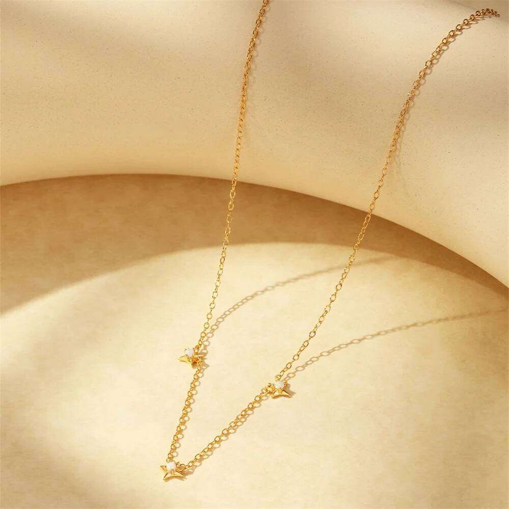 Aide 925 Sterling Silver Moon Star Pendant Necklace Women Delicate Birthday Gift Shiny Zircon Paperclip Links Fine Jewelry 1pc