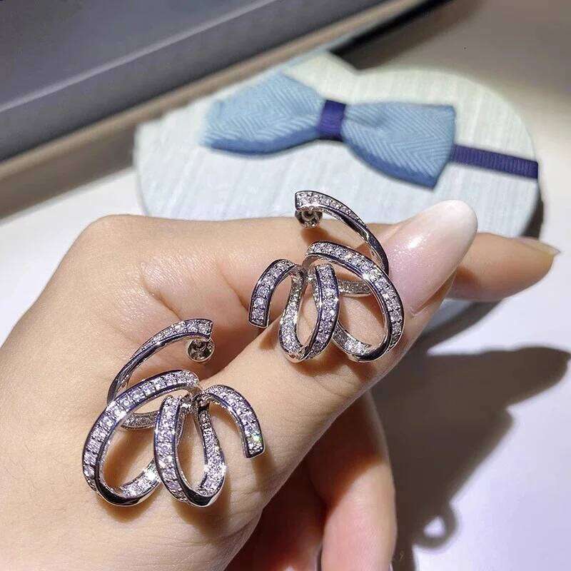 Huitan Unique Dainty Ribbon Drop Earrings Women Fashion Aesthetic Engagement Jewelry Graceful Charms Accessories for Party