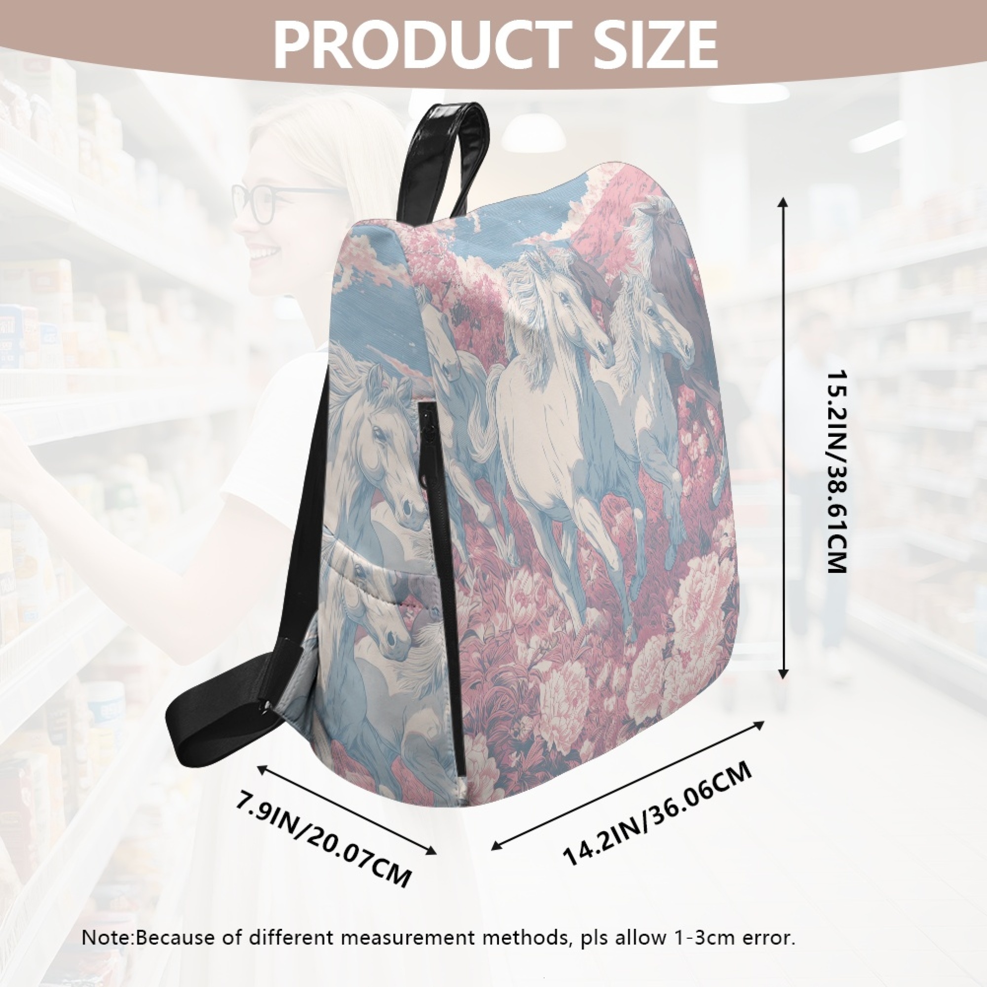 Custom H Designer Fashion Anti Theft Backpack Luxury Horse Pattern Unisex Full Print Backpack Laptop Bag Travel Bag H25