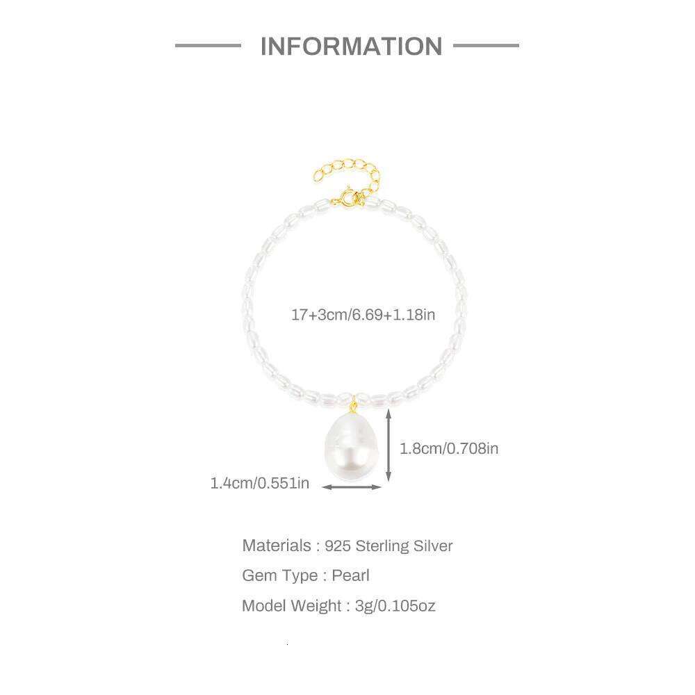 Aide 925 Sterling Silver Big Irregular Pearl Bracelets For Women Girl Fine Bracelet Party Wedding Jewelry Gifts pulseras mujer