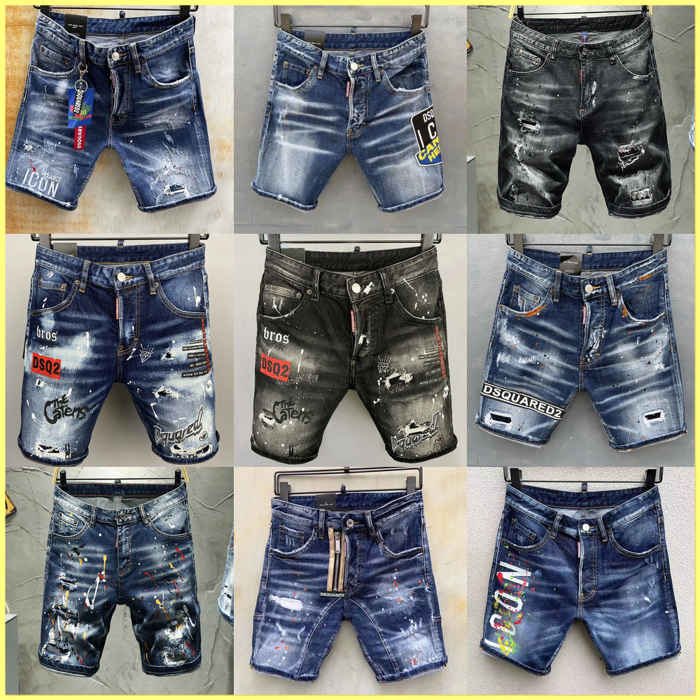 Designer Men's Denim Shorts Classic High Street Stretch Slim Fitting Jeans Retro Hip Hop Straight leg Five Short Pant 76