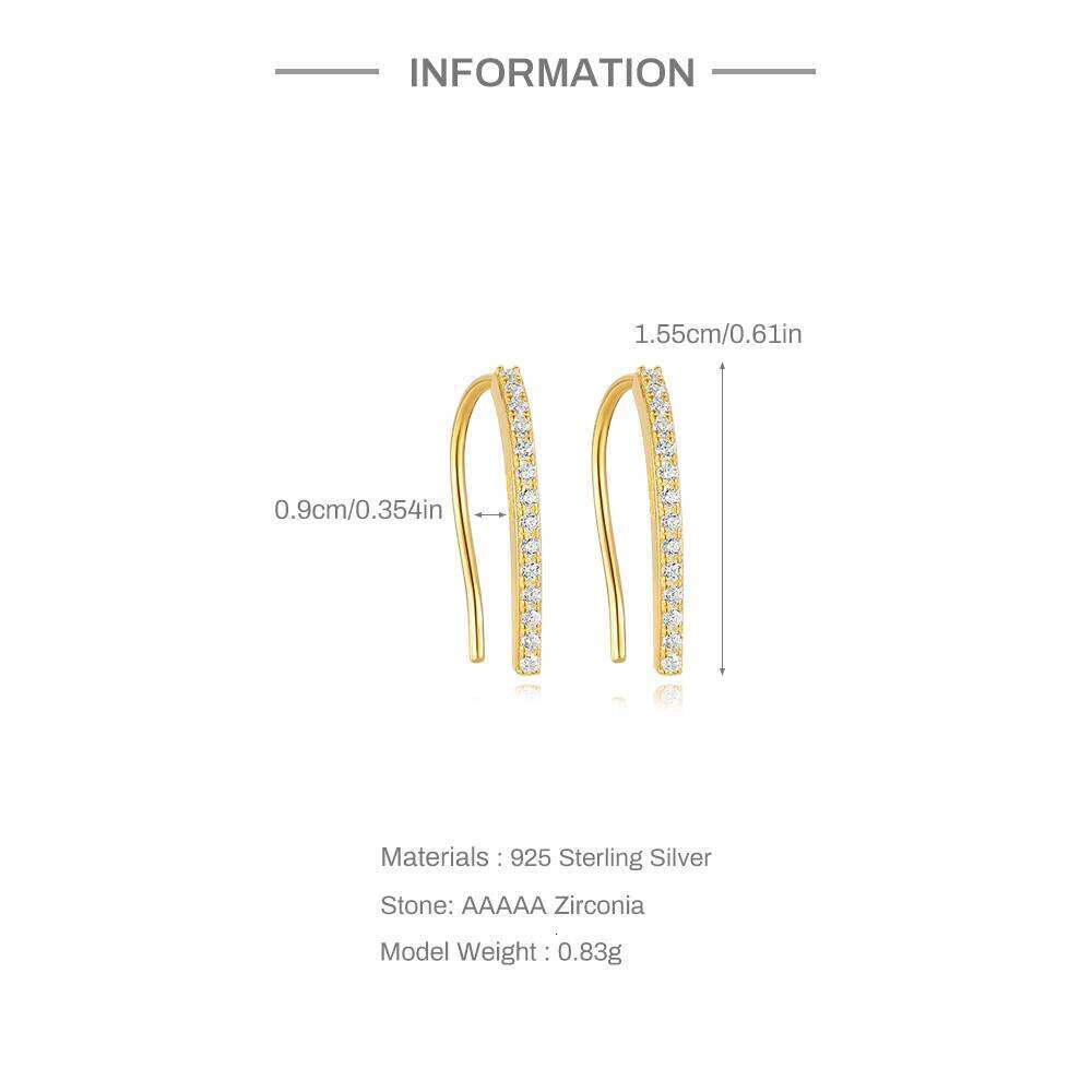 Aide 925 Sterling Silver Long Hook Clip on for Women Curved Climbing Ear Cuff Piercing Earrings Fashion Jewelry
