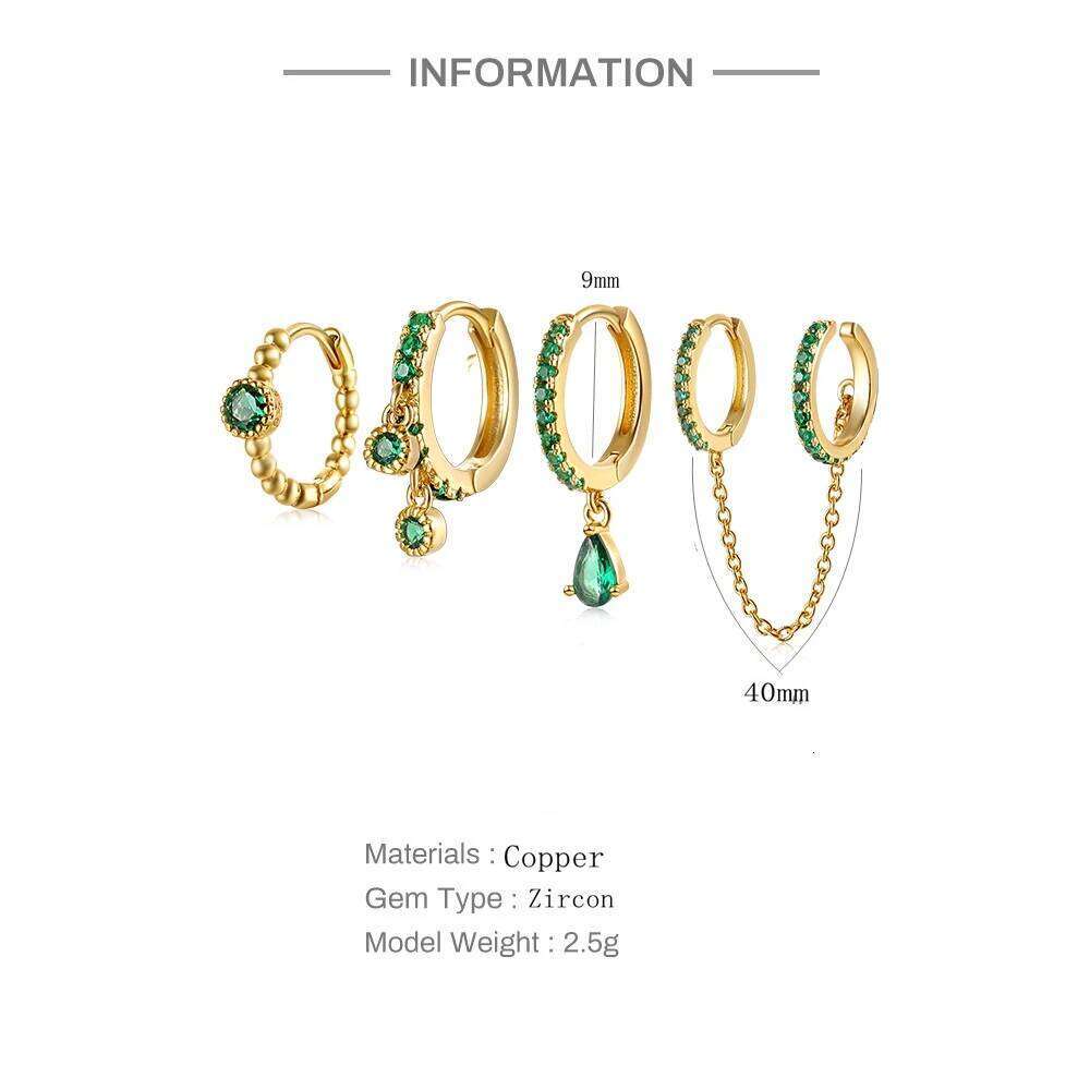 Aide 3pcs 4pcs Black Zirconia Pave Huggie For Women Gorgeous Wedding Party Jewelry Turquoise Hoop Earrings Set