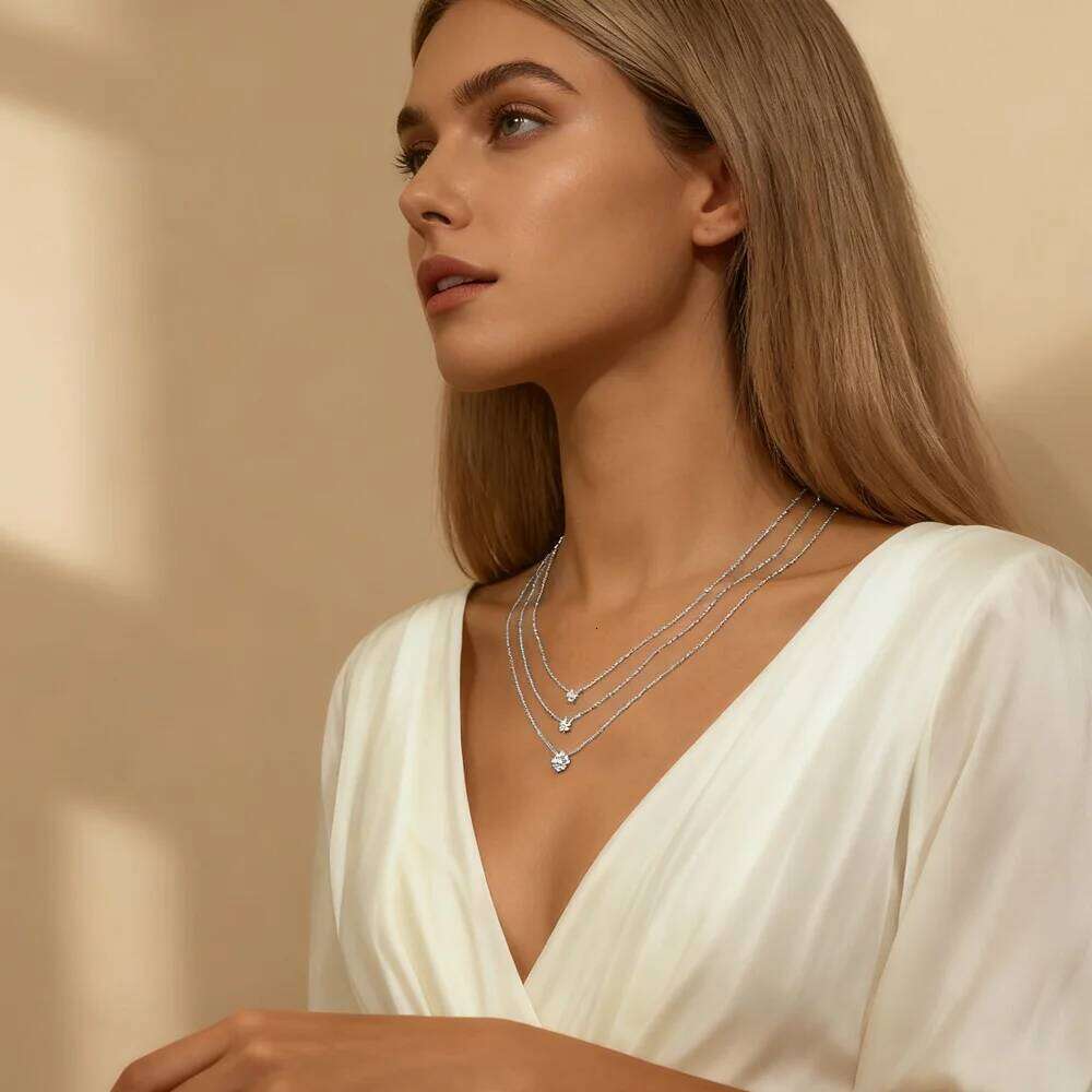 Aide Round Halo Moissanite 925 Sterling Silver Pendant 2mm 3mm 4mm Lab Diamond Necklace For Women Certified Jewelry