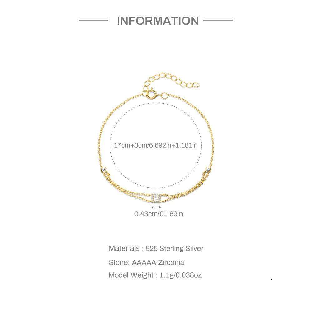 Aide Girls Chain for Women 925 Sterling Silver Double Layer Bracelet Exquisite Pearl Zircon Xmas Party Gifts Jewelry