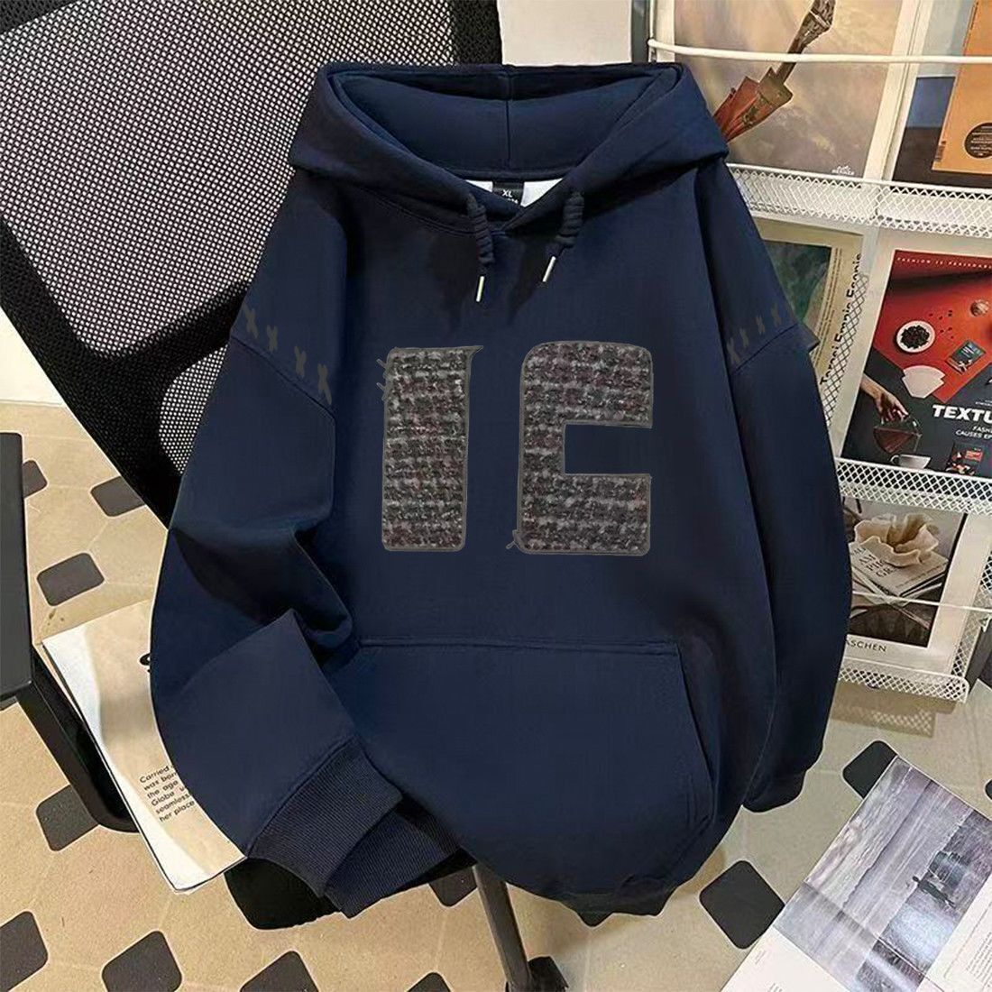 NASA American Style Heavyweight Fleece Hoodie Unisex Loose Fit Versatile Autumn Winter Couple Trendy Slimming Jacket Top