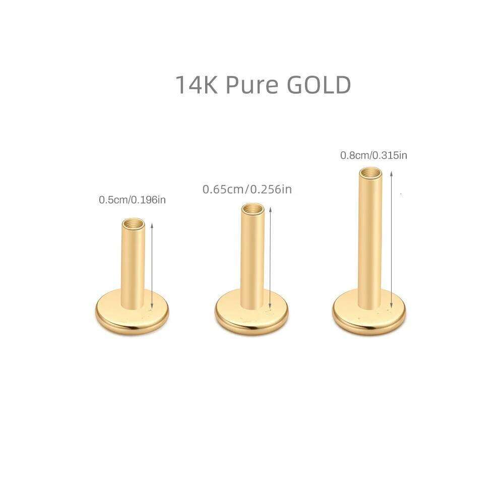 Aide 100% Real 14k Solid Gold 5/6.5/8mm Piercing Accessory Neddle For Earrings Jewelry Ear Bone Studs Gift Pendiente 1Pc