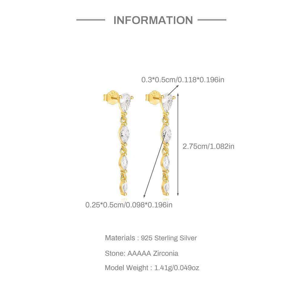 Aide 925 Sterling Silver Long Tassel Pendant Dangle Earrings for Women Trend Korean Fashion Drop Earring Wedding Luxury Jewelry