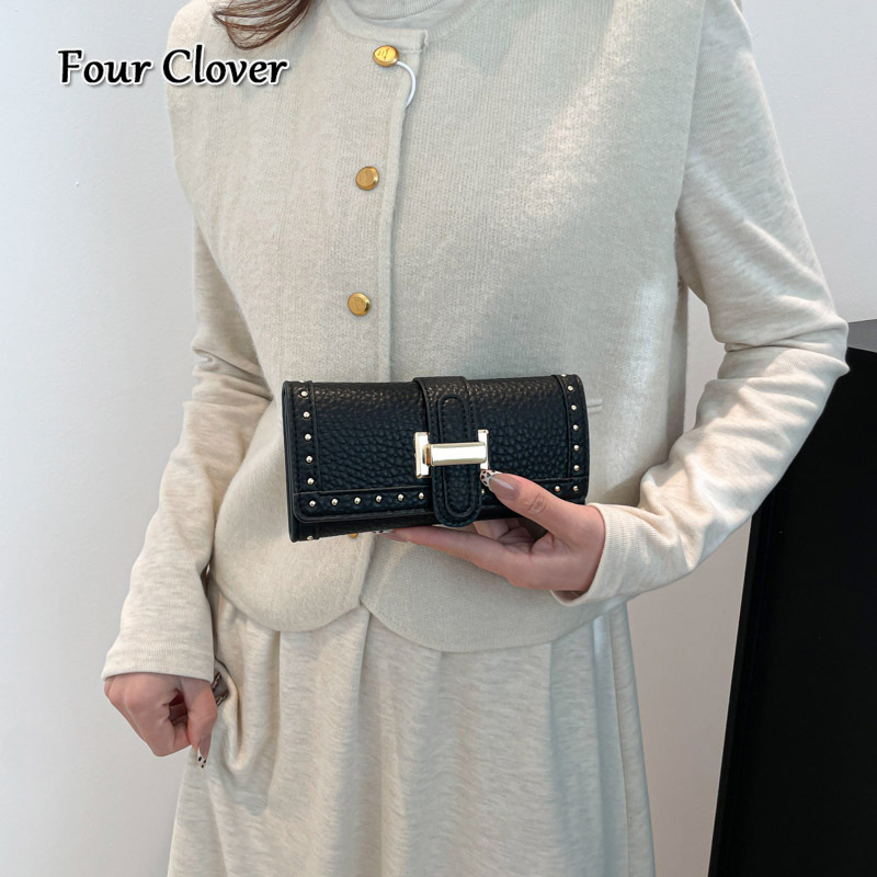 Women's long wallet, new multi-functional vintage wallet, studded plaid print clutch, multi-card slot coin purse, vintage men's bifold walle