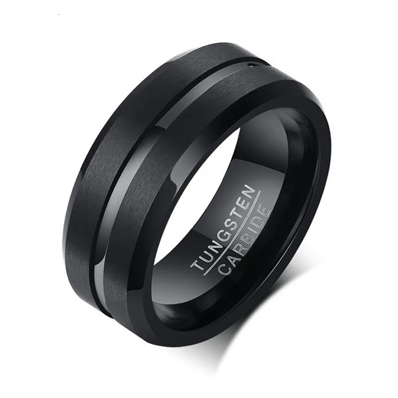 LETAPI Fashion 8mm Black Tungsten Carbide Rings for Men High Quality Punk Vintage Wedding Male Jewelry Gifts 251230
