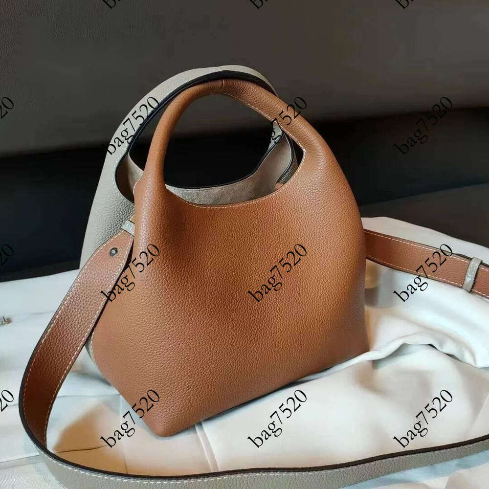TOGO Cowhide Bucket With Niche Design Color Blocking Luxury Designer Single Shoulder Diagonal Cross Women's Tote Bag Pingshuo