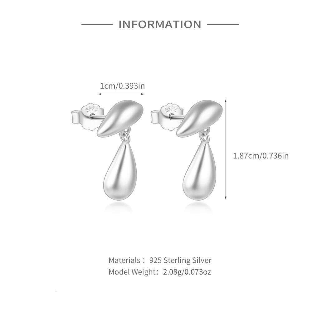 Aide 925 Sterling Silver Irregular Water Drop Smooth Vintage Stud Earrings For Women K Gold Elegant Fine Jewelry Party Chic Gift