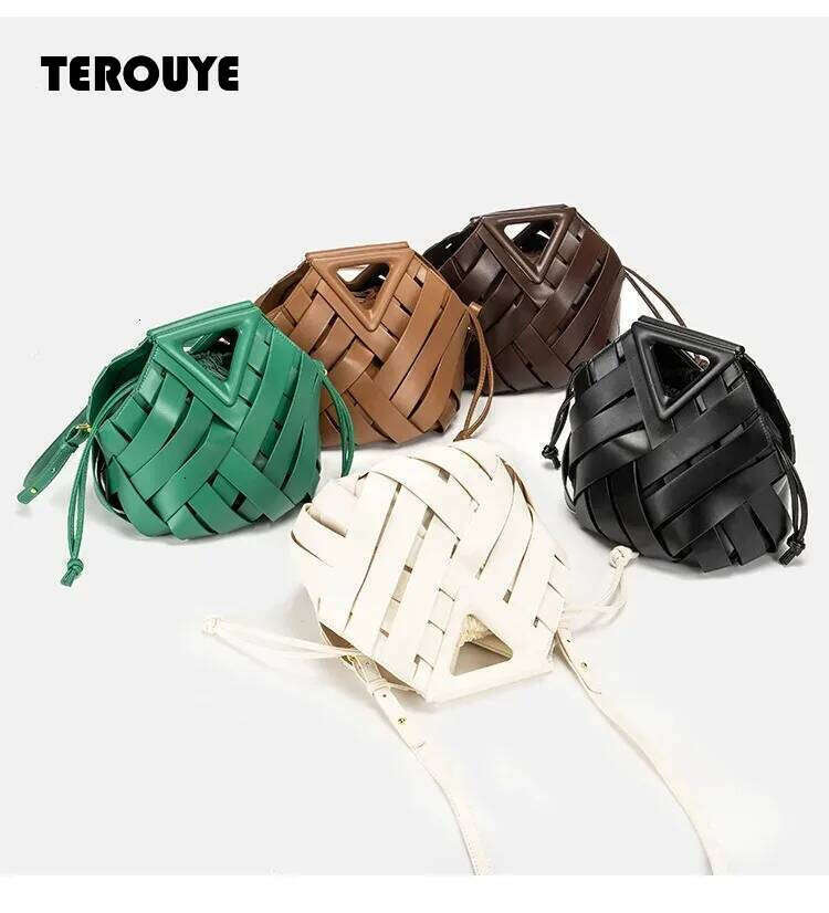 Trendy Vegan Leather Woven For Women Top Handle And Handbags Fashionable Crossbody Shoulder Bag Tote Purses TEROUYE