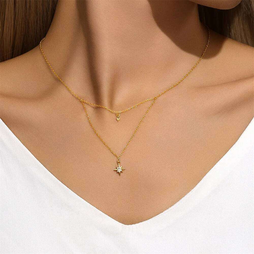 Aide 925 Sterling Silver Lady European And American Luxury Double-layer Multi-layer Love Pendant Necklace 1pc