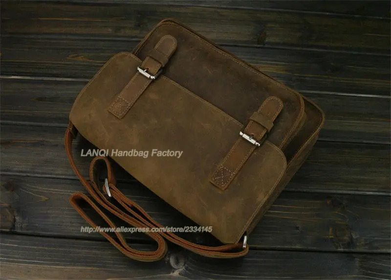Vintage Crazy Horse Leather Men Shoulder Bag Crossbody Bag Mens Messenger Bag Genuine Leather Bag male Leisure Cowhide 251230
