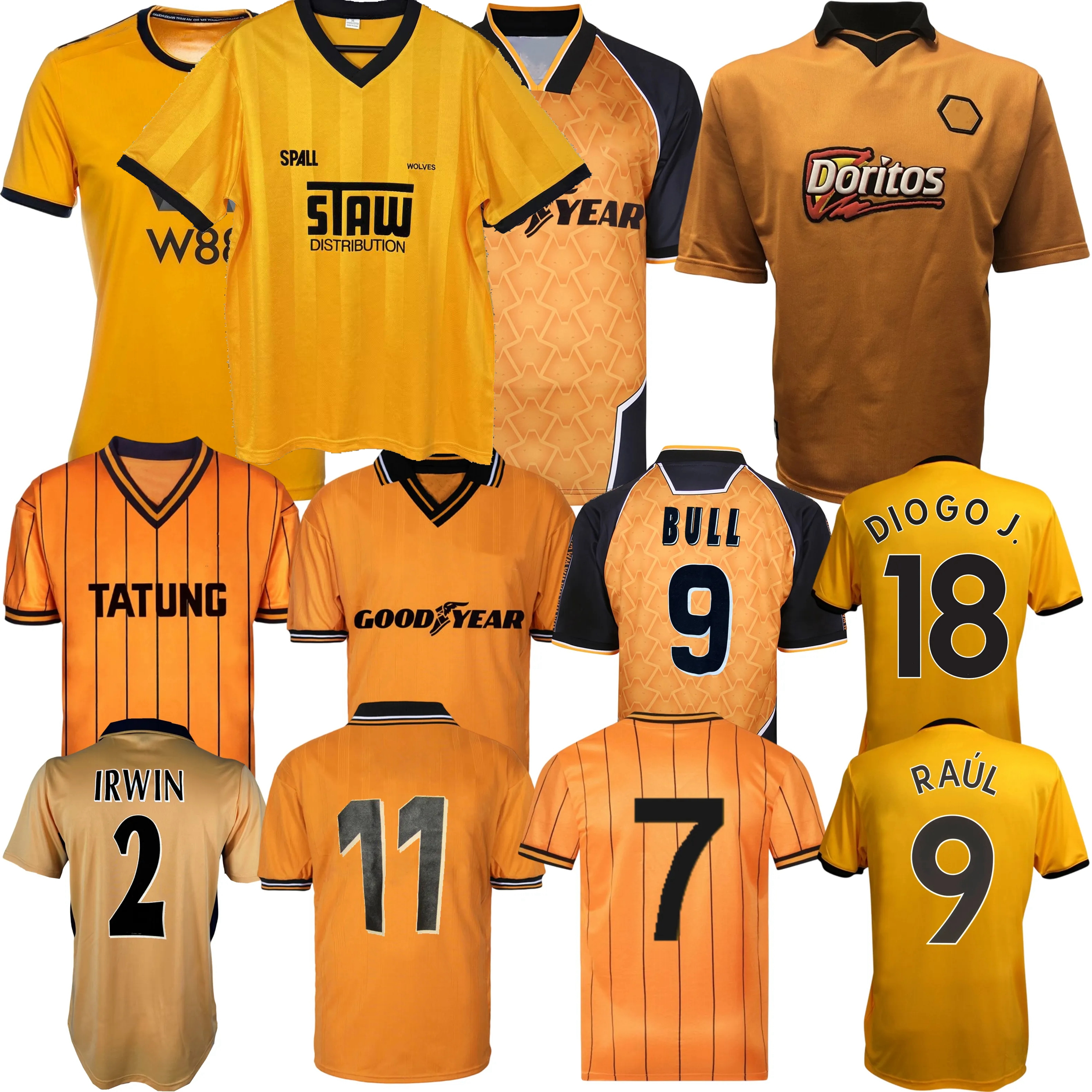 1980 81 82 83 84 85 86 87 88 1996 98 98 99 2002 2004 18 19 WoLvErHaMpToNes retro soccer jersey Wolves Ince NEWTON LESCOTT IRWIN R.KEANE DIOGO J. classic football shirts