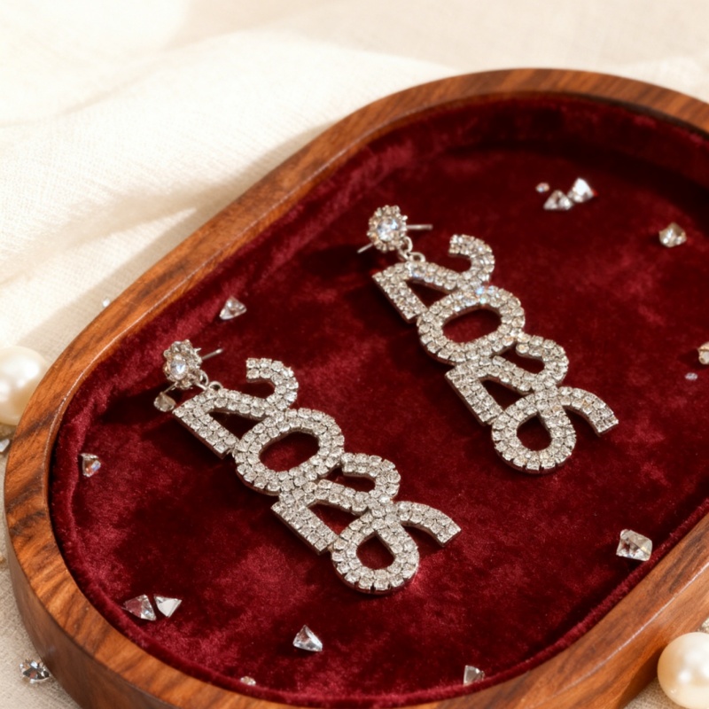 Sparkly Crystal Letter Drop Earrings Trendy Long Statement Earrings Daily Party Jewelry