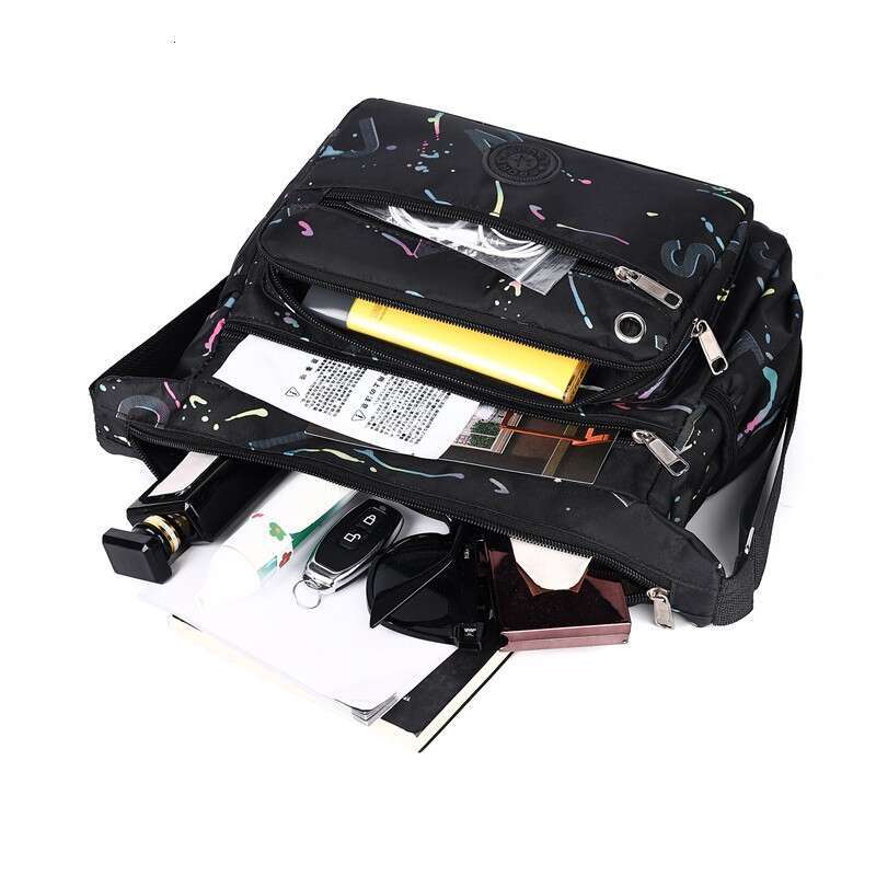 Cross-Border Foreign Trade Single Shoulder Oxford Cloth Multi-Layer Zipper Commuter Women's Fashion Gold-Stamped Letter Crossbody Bag