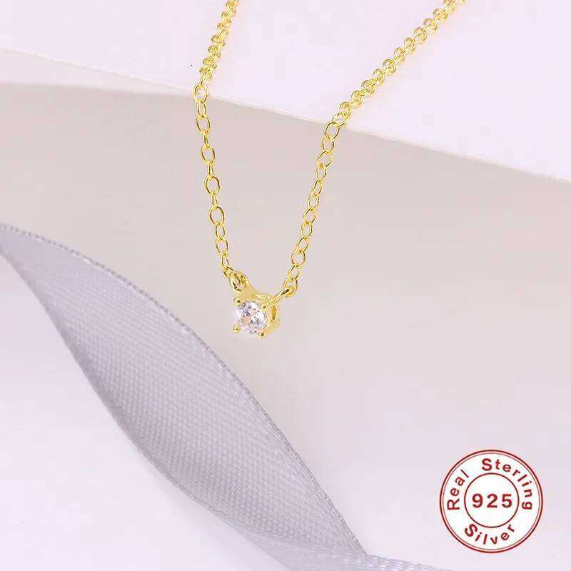 Aide 925 Sterling Silver Cubic Zirconia Pendant Necklace For Women Crystal Chain Necklaces Clavicle Choker Wedding Party Jewelry