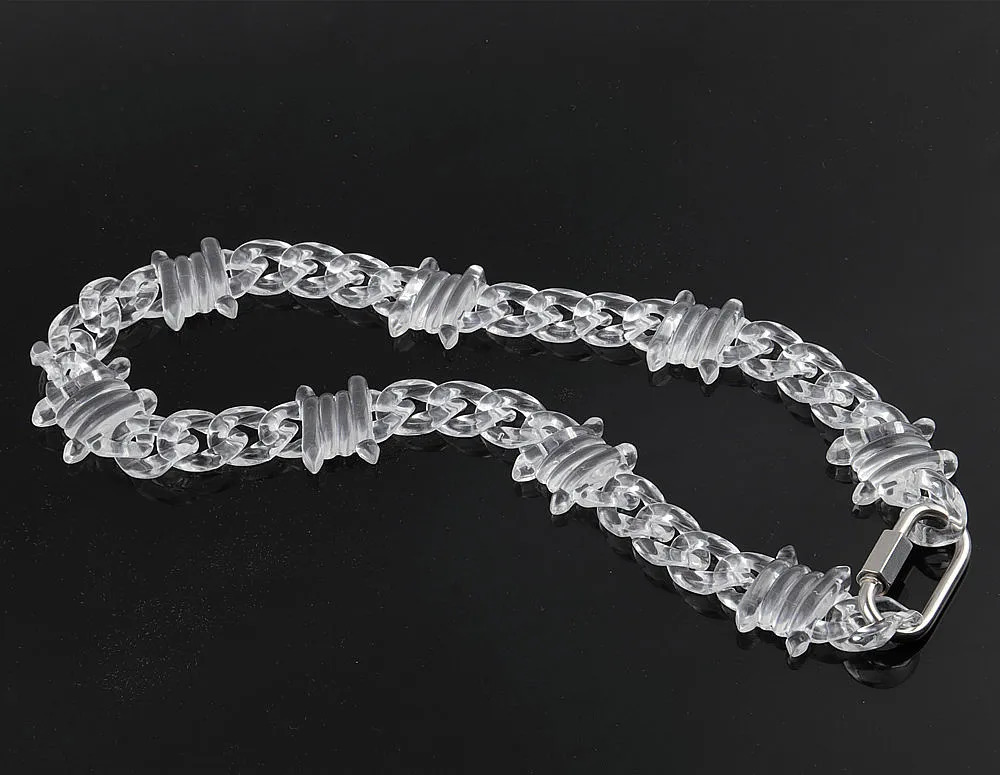 Punk Transparent Acrylic Chain Lock Necklace For Men Women Resin Clear Spike Chain Collar Pendant Necklace Fashion Jewelry 251230