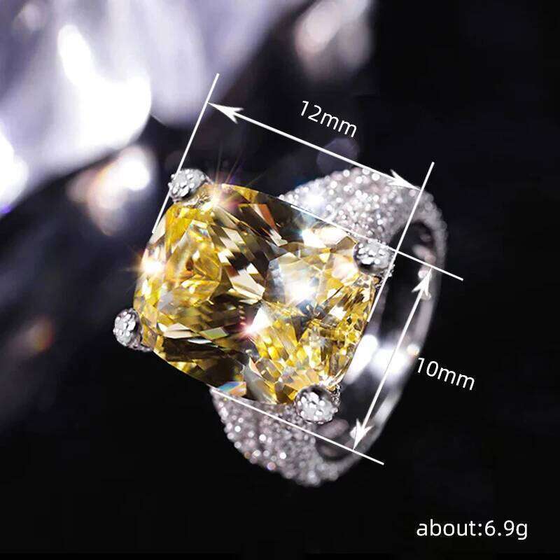 Huitan Graceful Chic Rings with Yellow Cubic Zirconia Trendy Luxurious Wedding Accessories for Women Modern Romantic Jewelry Hot