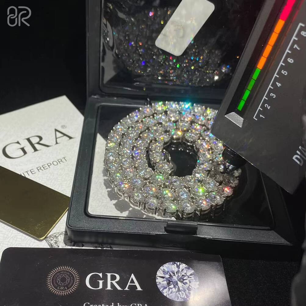 Wholesale Price Moissanite Tennis Chain Necklace Iced Out Round Brilliant Cut Gold Plated 925 Silver Fine Bracelet Jewelry