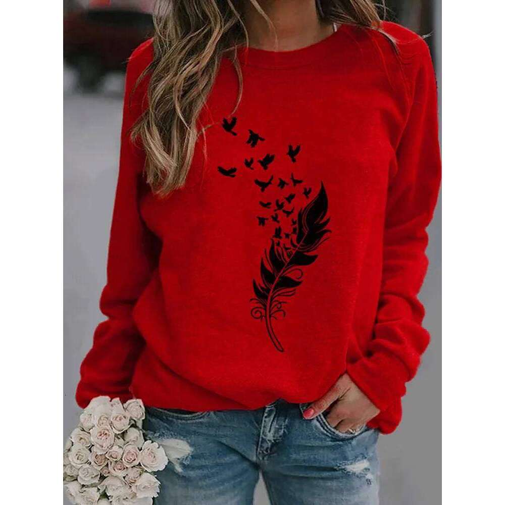 Women S-3XL Fashion Winter Womens Casual Long Sleeve Tops Ladies Print Sweatshirt high quality materials