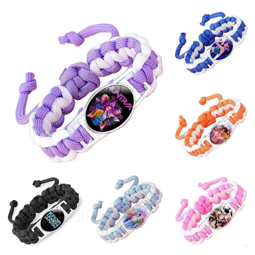 KPOP Huntress Squad Braided Anime Peripheral Crystal Inlaid Colorful Adjustable Rope Bracelet Fashion Jewelry Gift 114893