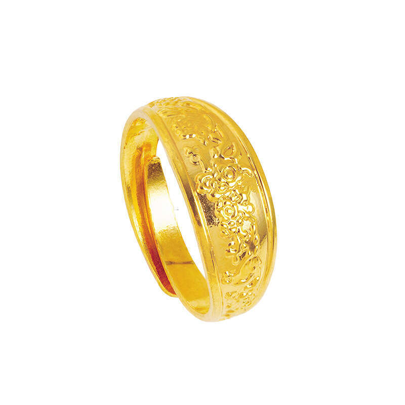 Fashion Ring Gold Plated Sweet Imitation Gold Open Ring for Women Flower Copper Alloy Accessories Wedding Party Ring