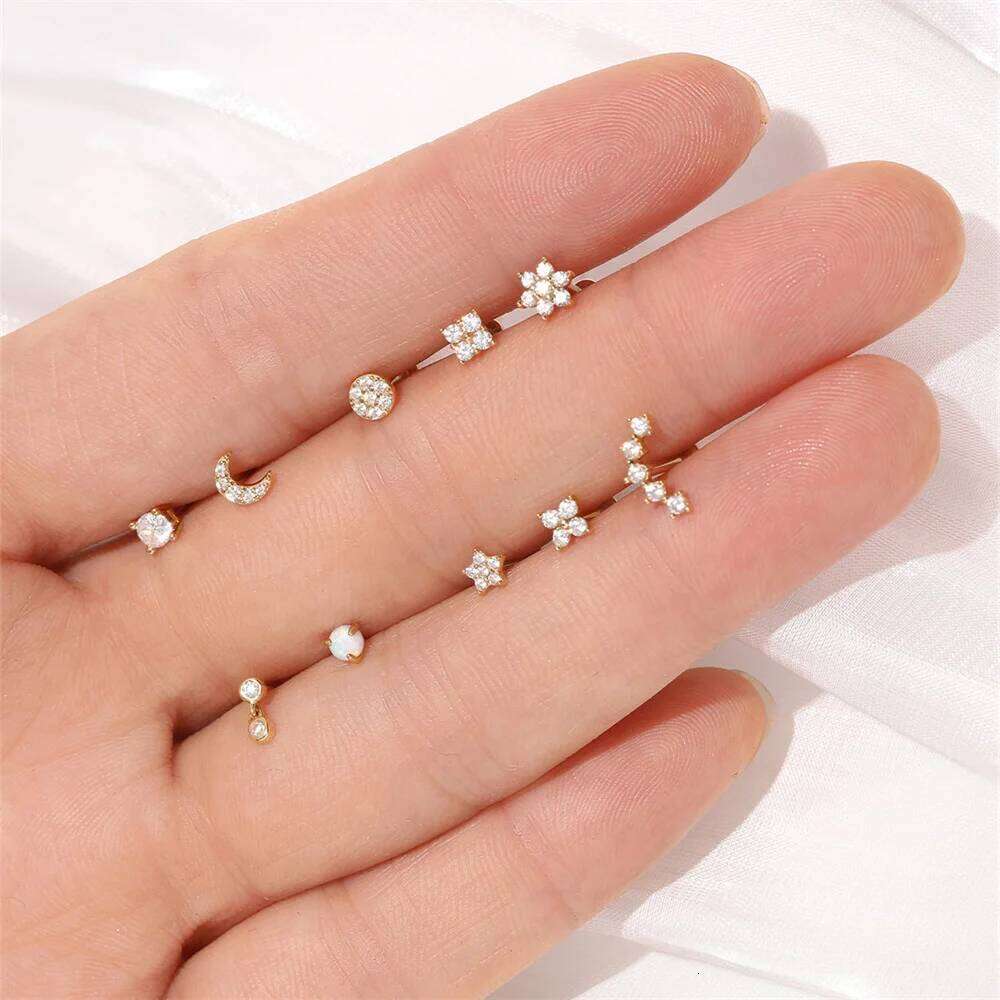 Aide Plata 100% Real 14K Solid Gold 5/6.5/8mm Length Stud Earring Simple Design Piercing Bone Ear Studs DIY Vintage Jewelry