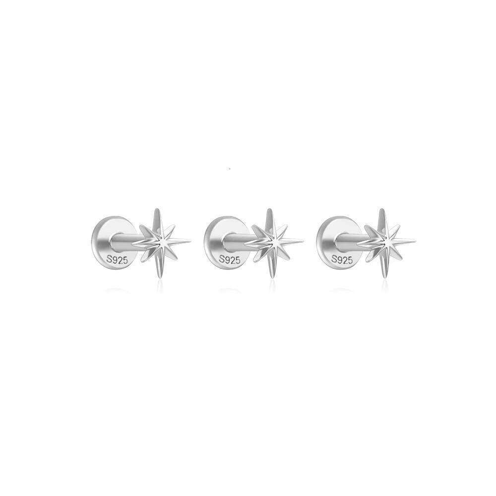 Aide 925 Sterling Silver 4PCS Set 7.5/9/10/13mm Zircon Piercing Stud Earring For Women Luxury Gold Pendientes Dangling Jewelry