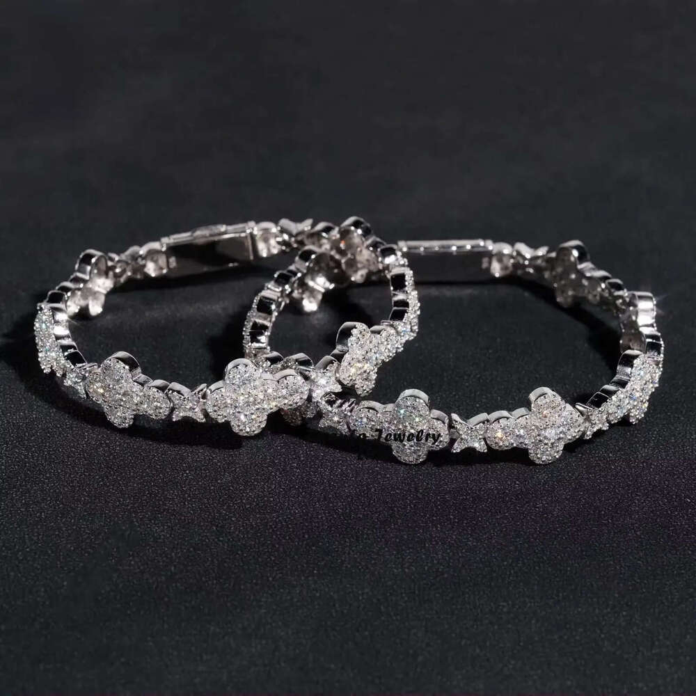 Arrivals New model 2024 Tennis Necklace Moissanite Diamond 925 Sterling Silver 10mm Cross Star Men and women Cuban Link Chain