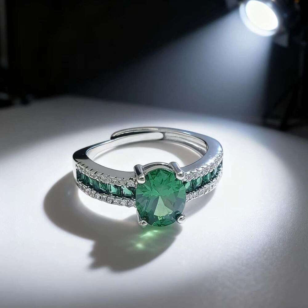 Vintage Ring Women Men Imitation Natural Emerald Open Womens Fashion Ring Versatile Green Zircon Colorful Gemstone Ring Jewelry