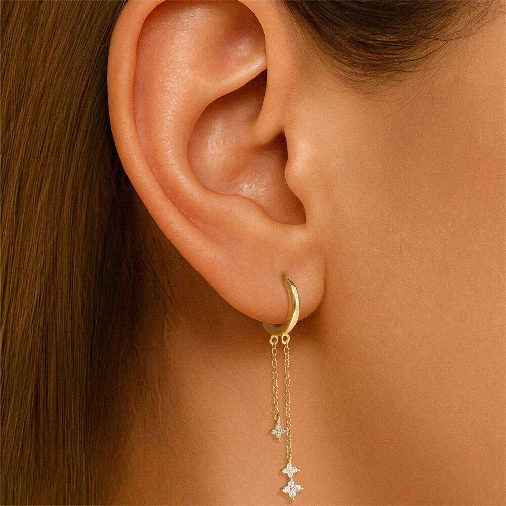 Aide Female Dangle for Women Star Starburst North-Star Real 925 Silver Charm Drop Earrings For Girl Fine Jewelry aretes