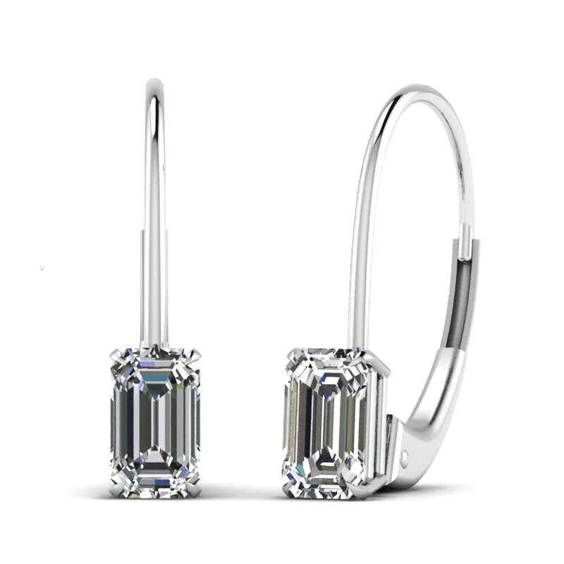 Huitan Simple Rectangle Zircon Stone with Oval Loop Drop Earring Partysu Style Women Earrings Suitable for All Occasions New