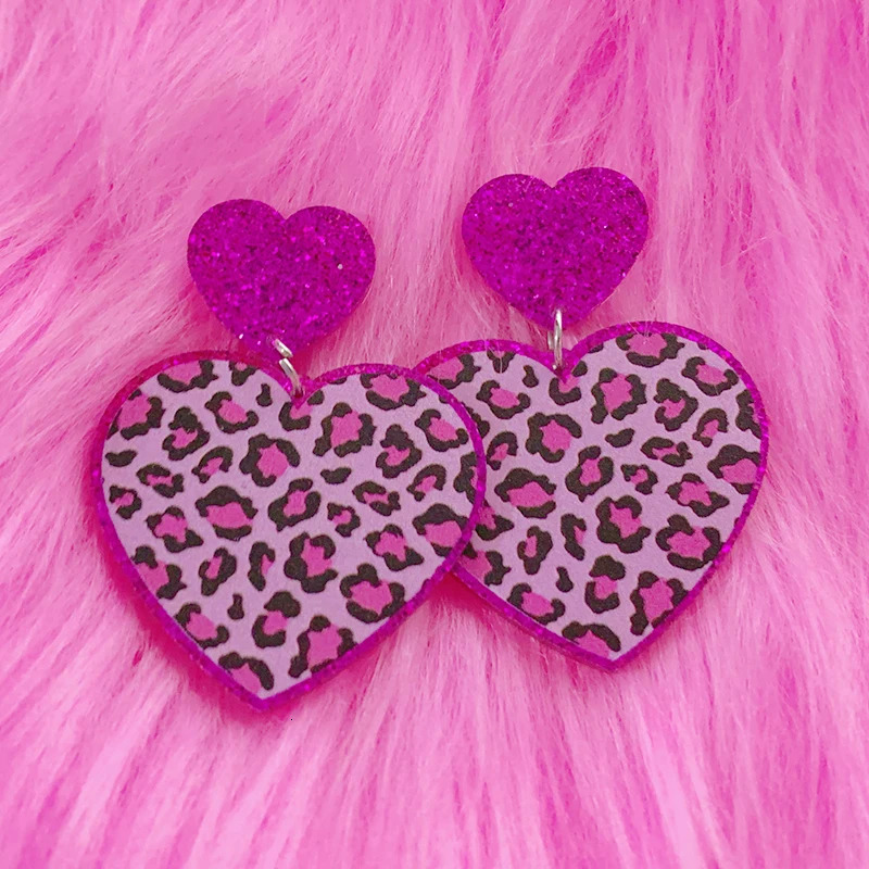Y2K Jewelry Pink Leopard Earrings Korean Fashion Punk Cool Egirl Acrylic Dangle Earrings for Women 2000s Accessories Party 251230