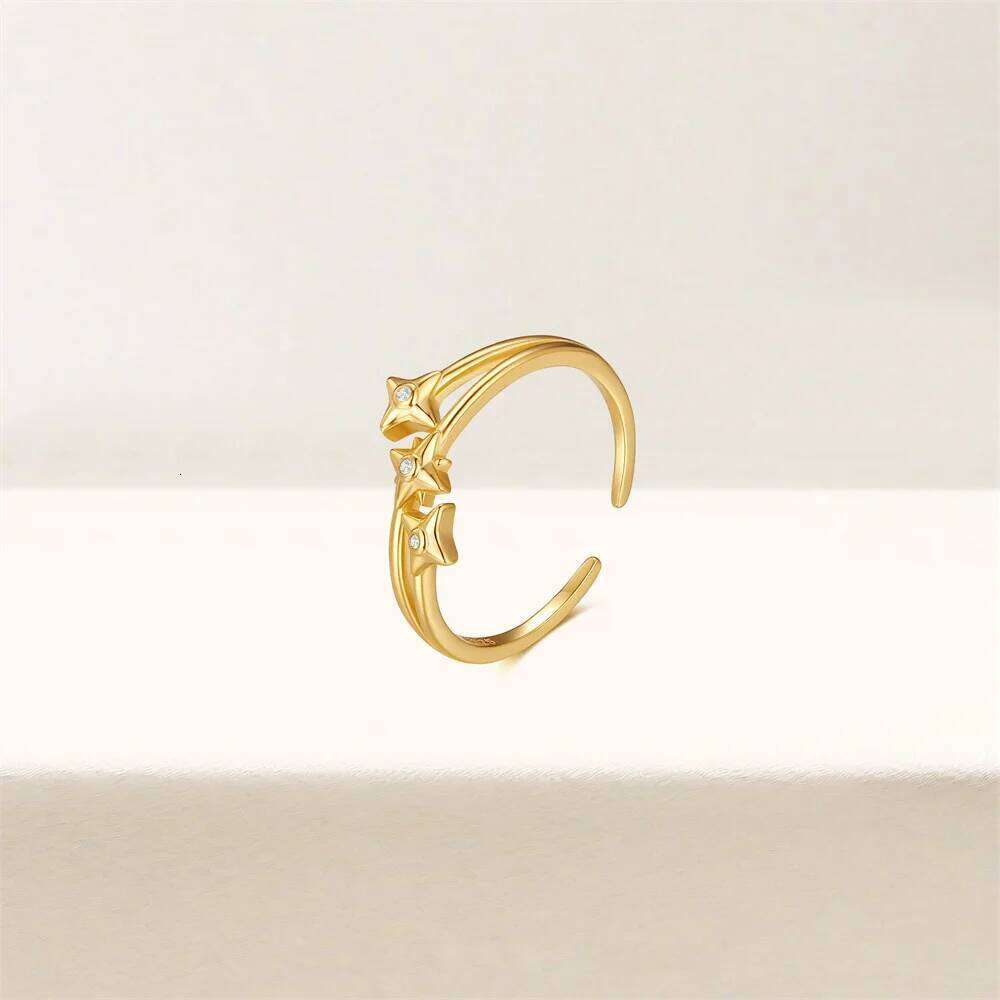 Aide 925 Sterling Silver Three Star Rings Boho Minimalist Band Ring Fashion Kpop Jewelry Birthday New Year Gift for Lover Friend