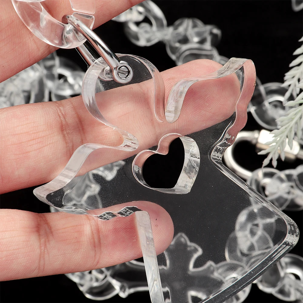 Hiphop Acrylic Transparent Cuban Chain Heart Angel Big Pendant Necklace Resin Thorns Spike Chain Large Necklaces for Men Jewelry 251230