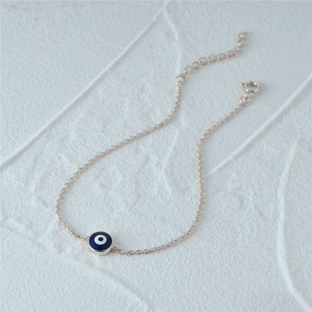 Aide 925 Sterling Silver Enamel Evil Eye Charm Bracelet For Women Minimalist Luxury Jewelry Adjustable Gold Chain Wedding Party