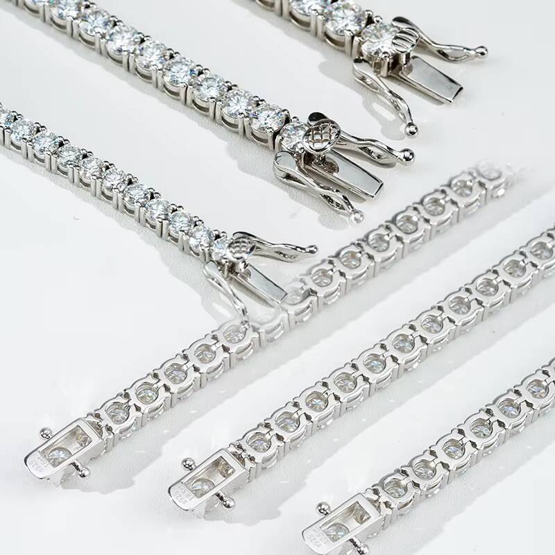 S925 Sterling Silver Tennis Chain 3mm 4mm 5mm Moissanite Gemstone Tennis Bracelet