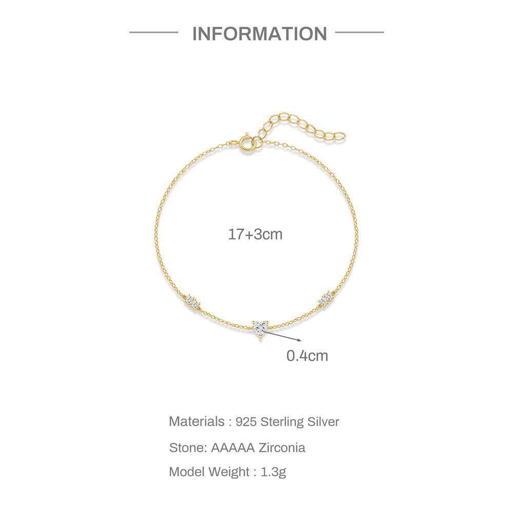 Aide 925 SilverBezel Round Sparkling Clear Cubic Zirconia Stackable Charm Fashion Bracelet For Women Xmas Party Gifts Jewelry