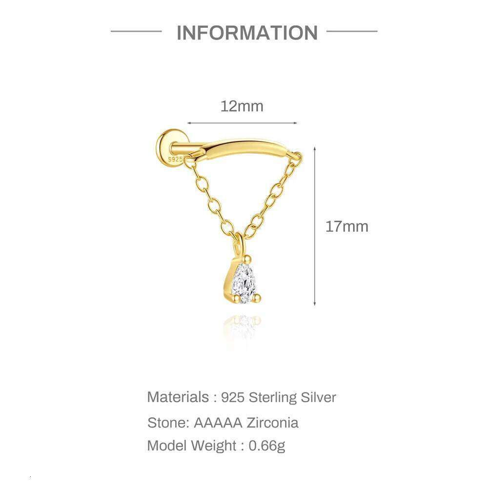 Aide 925 Sterling Silver Golden Zircon Cartilage Stud Earring Multiple Styles Helix Tragus Conch Piercing DIY Jewelry for Women