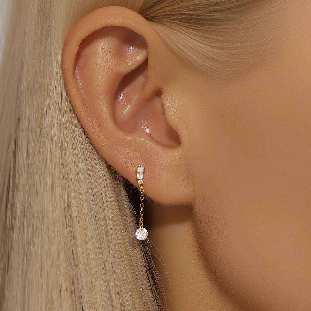 Aide 925 Sterling Silver Transparent Zircon Long Tassel Earring for Women Trendy Statement Drop Earrings Wedding Fine Jewelry