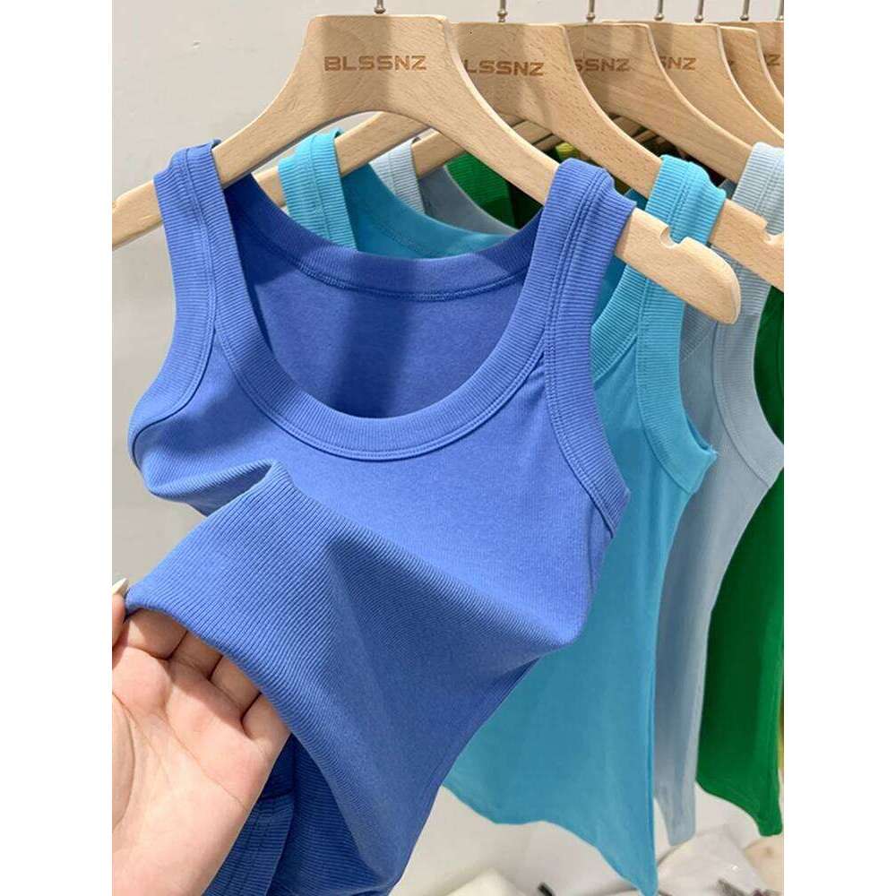 zjaiss Round Ribbed Camisole Women 2026 Summer Basic Elastic O Neck Solid Tank Top