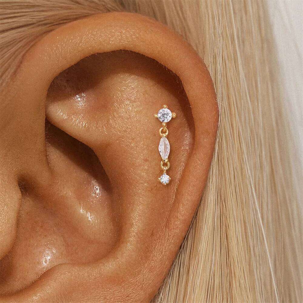 Aide 925 Sterling Silver Piercing Chain Earrings for Women Fashion Cartilage Helix Drawable Tassels Ear Bone Studs Jewelry