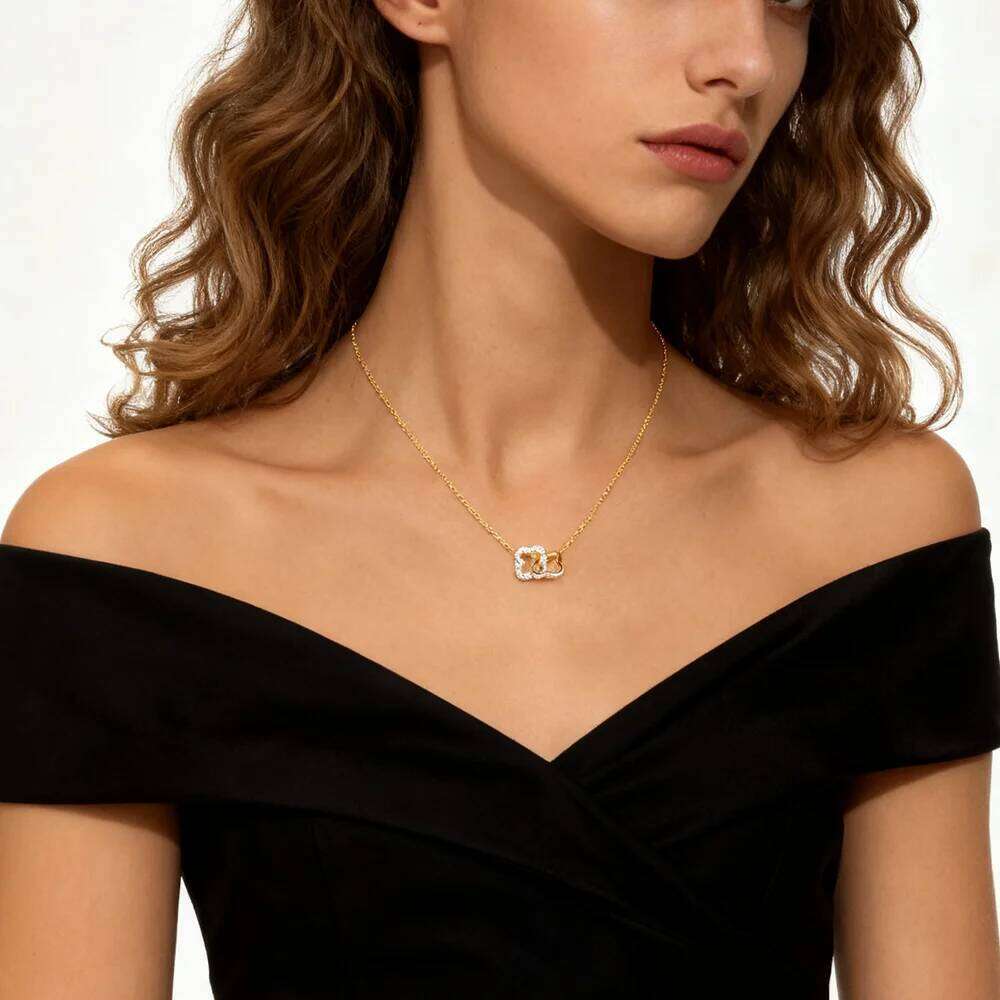 Aide 925 Sterling Silver Flower Zircon Necklace Station Necklaces for Women Lucky 4 Leaf Pendant Chokers Mecks collar Jewelry